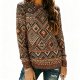 Women's Boho Aztec Geometric Print Long Sleeve Top