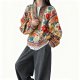 Women's Vibrant Floral Print Bohemian Half-Zip Pullover