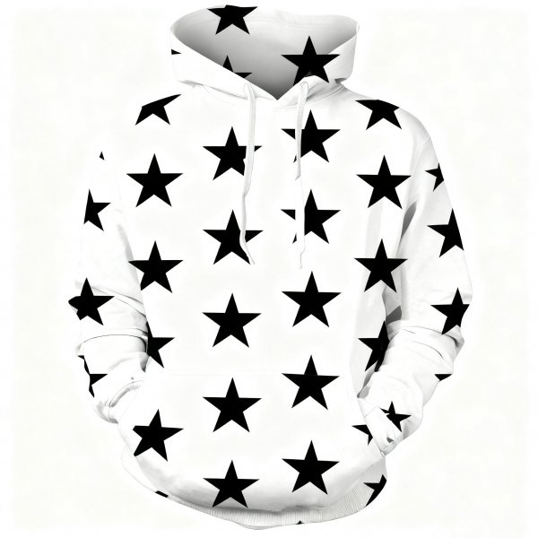 Women's Black Star All-Over Print Hoodie