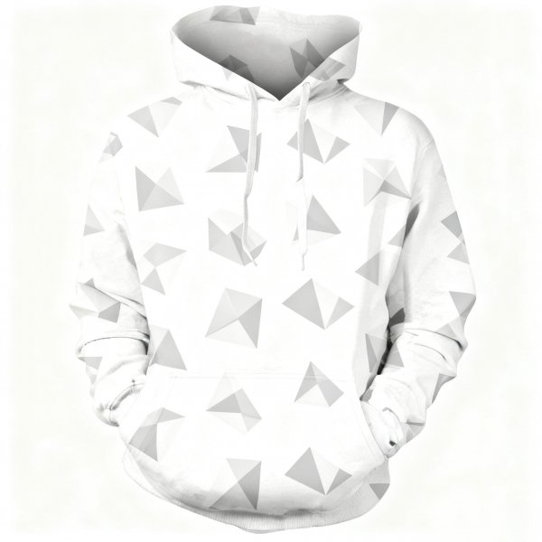 Women's Minimalist Gray Geometric Triangle Print Hoodie