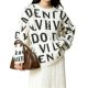 Oversized White Cable Knit Sweater with Bold Black Letter Print