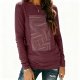 Women's Burgundy Maze Geometric Print Long Sleeve Top