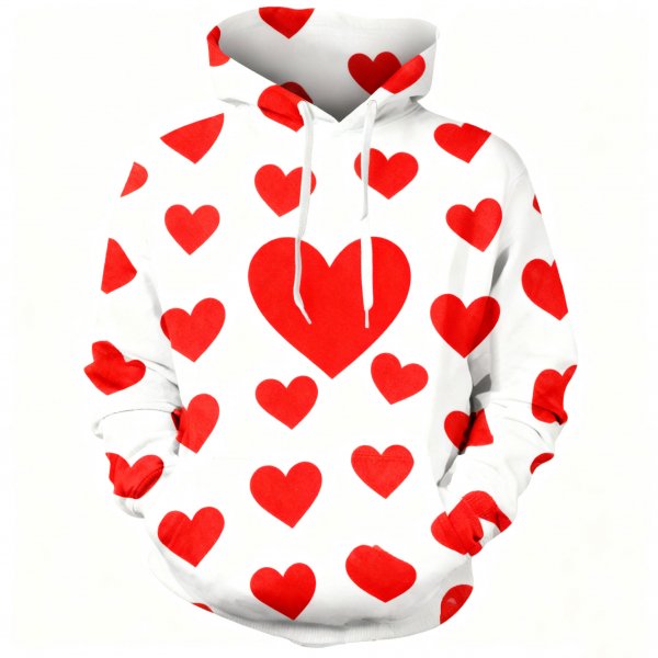 Women's Red Heart All-Over Print Hoodie