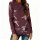 Women's Burgundy Camo Print Long Sleeve Top